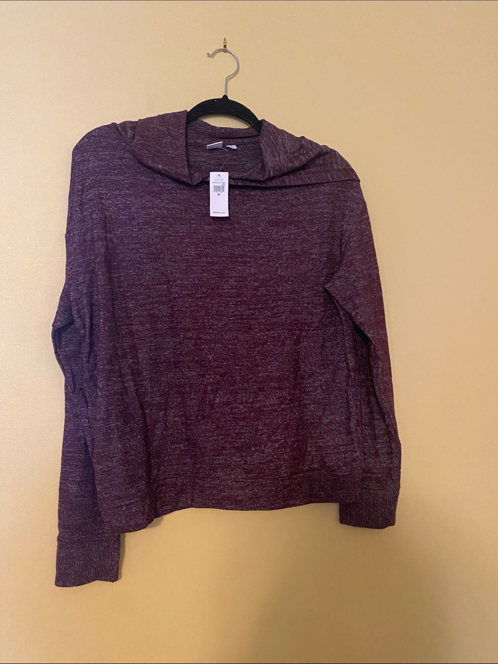 GAP Factory Marled Burgundy Hooded Cowl Sweater